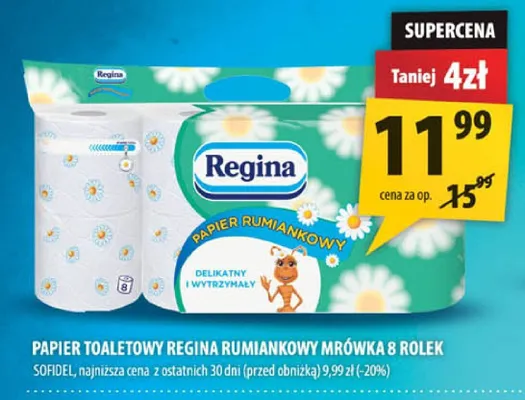 Papier toaletowy Regina rumiankowy mrowka 8 rolek promocja w Arhelan