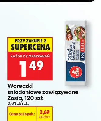 Woreczki śniadaniowe zawiązywane Zosia promocja w Biedronka