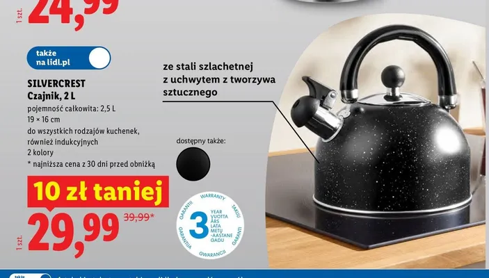 Czajnik ze stali szlachetnej SILVERCREST 2 l promocja w Lidl