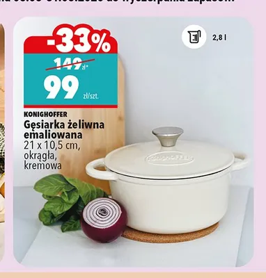 Gęsiarka żeliwna emaliowana Konighoffer 21x10,5 cm 2,8 l promocja w Biedronka