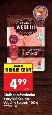 Kiełbasa żywiecka z szynki Kraina Wędlin Select promocja w Biedronka