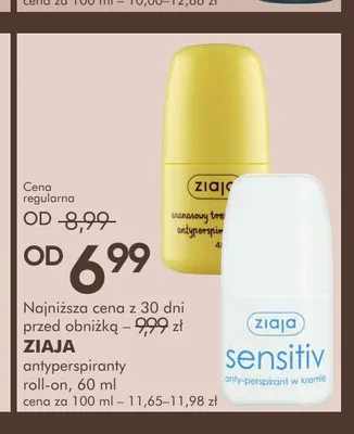 Antyperspirant w kremie Sensitiv Ziaja promocja w Super-Pharm