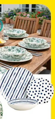 Zestaw obiadowy 18-elementowy wzór paski promocja w Bricomarche