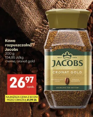 Kawa rozpuszczalna Jacobs crema, cronat gold promocja w Delikatesy Centrum
