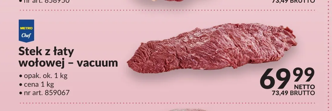 Stek z łaty wołowej vacuum Metro Chef promocja w Makro