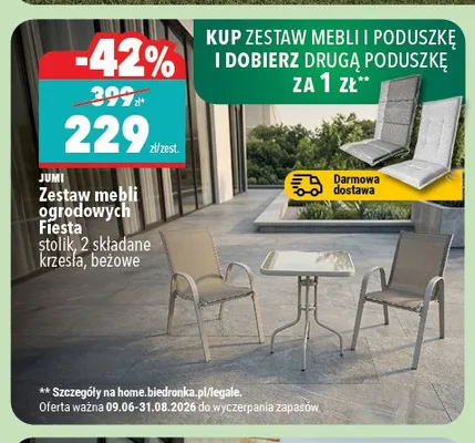 Zestaw mebli ogrodowych Jumi Fiesta beżowy promocja w Biedronka Home