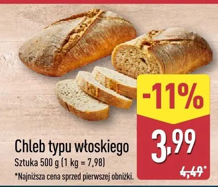Chleb typu włoskiego Aldi promocja w Aldi