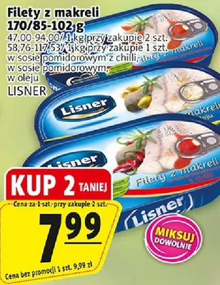 Filety z makreli w oleju Lisner promocja w Prim Market