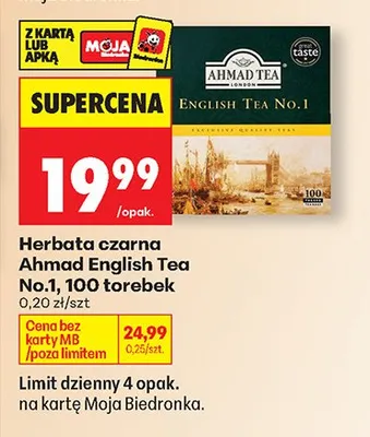 Herbata czarna English Tea No.1 100 torebek promocja w Biedronka