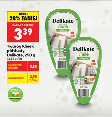 Twaróg klinek półtłusty Delikate promocja w Biedronka