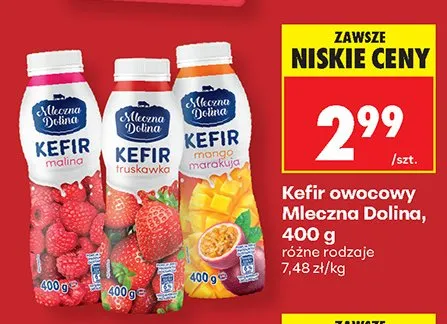 Kefir owocowy Mleczna Dolina malina promocja w Biedronka