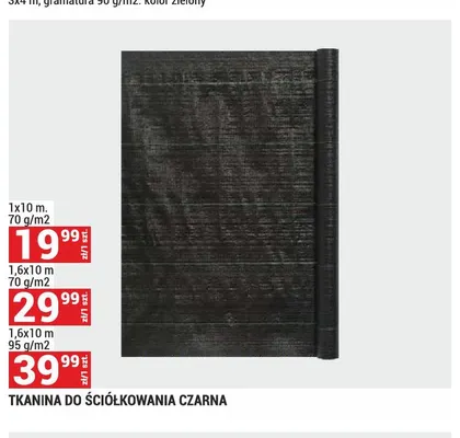 Tkanina do ściółkowania czarna 1x10 m 70 g/m2 promocja w Merkury Market