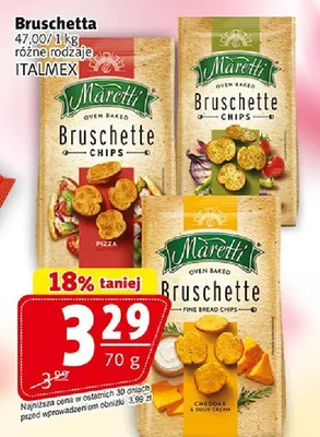 Bruschetta Chips Maretti cheddar sour cream promocja w Prim Market