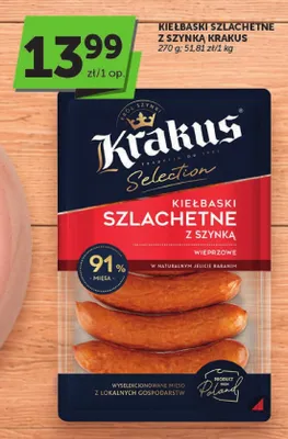 Kiełbaski szlachetne z szynką Krakus promocja w ABC