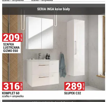 Komplet mebli łazienkowych 60 Seria Inga promocja w Merkury Market
