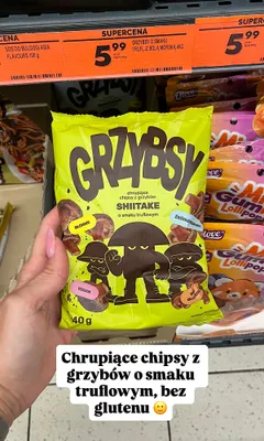 Chipsy z grzybów shiitake Grzybsy o smaku truflowym promocja w Biedronka