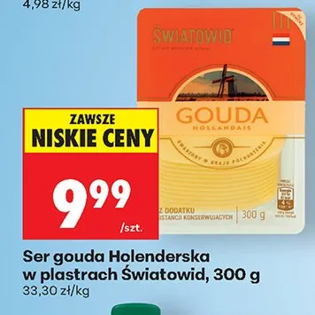 Ser gouda Holenderska w plastrach Światowid promocja w Biedronka