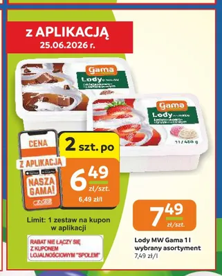 Lody śmietankowo-truskawkowe Gama promocja w Społem Częstochowa