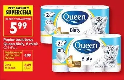 Papier toaletowy Queen Biały promocja w Biedronka