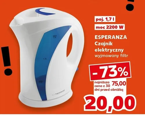 Czajnik elektryczny wyjmowany filtr promocja w Kaufland