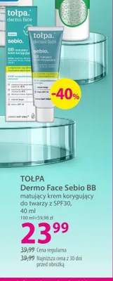 Matujący krem korygujący do twarzy z SPF30 TOŁPA Dermo Face Sebio BB promocja w Hebe