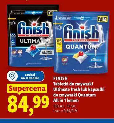 Kapsułki do zmywarki Finish Quantum All in 1 Lemon promocja w Lidl