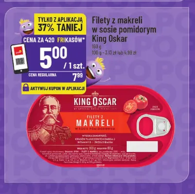 Filety z makreli w sosie pomidorowym King Oscar promocja w POLOmarket