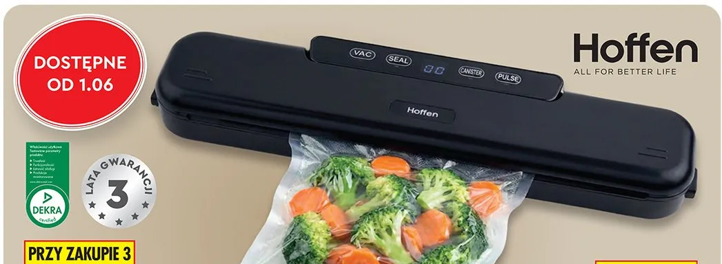 Zgrzewarka próżniowa Hoffen 110W z nożem do cięcia folii promocja w Biedronka