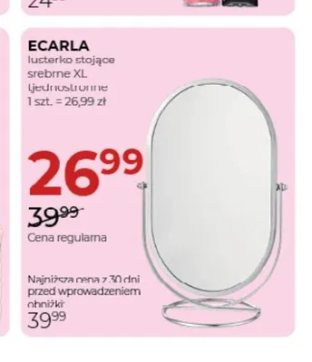 Lusterko stojące srebrne XL jednostronne Ecarla promocja w Drogerie Jawa