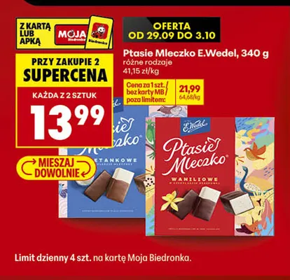 Ptasie Mleczko śmietankowe E.Wedel promocja w Biedronka