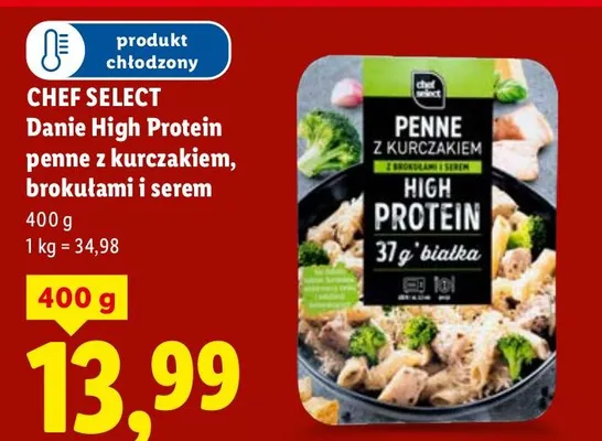 Danie High Protein penne z kurczakiem, brokułami i serem promocja w Lidl