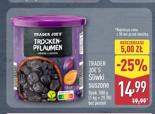 Śliwki suszone Trader Joe's promocja w Aldi