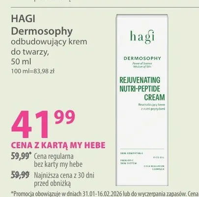 Krem HAGI Dermosophy odbudowujący krem do twarzy promocja w Hebe