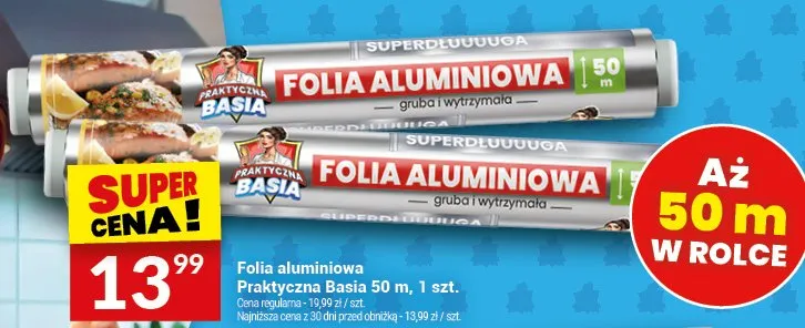 Folia aluminiowa Praktyczna Basia 50m, 1szt. promocja w Twój Market