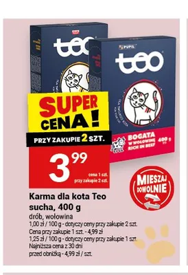 Karma dla kota Teo sucha drób promocja w Twój Market