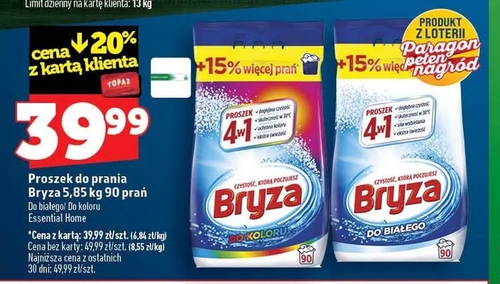 Proszek do prania Bryza do białego promocja w TOPAZ