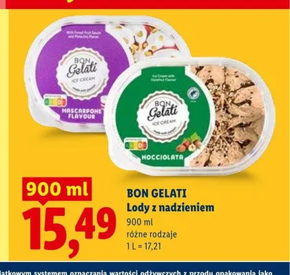 Lody z nadzieniem Nocciolata BON GELATI promocja w Lidl