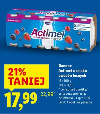 Actimel o smaku owoców leśnych promocja w Lidl