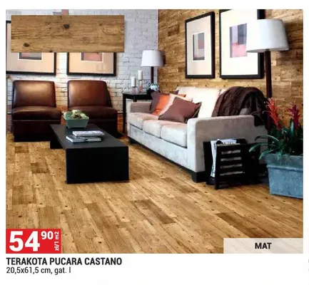 Terakota Pucara Castano 20,5x61,5cm gat. I mat promocja w Merkury Market