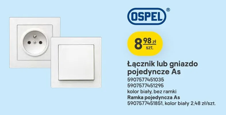 Łącznik pojedynczy Ospel As biały promocja w Castorama