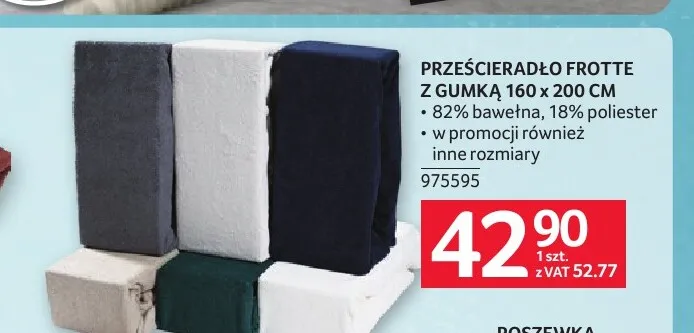 Prześcieradło frotte z gumką 160x200 cm promocja w Selgros