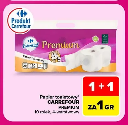 Papier toaletowy Carrefour Premium 10 rolek 4-warstwowy promocja w Carrefour Market