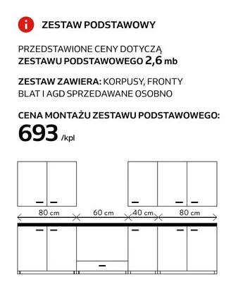 Montaż zestawu podstawowego kuchni promocja w Komfort