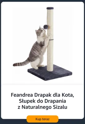 Feandrea drapak dla kota słupek do drapania z naturalnego sizalu promocja w Amazon