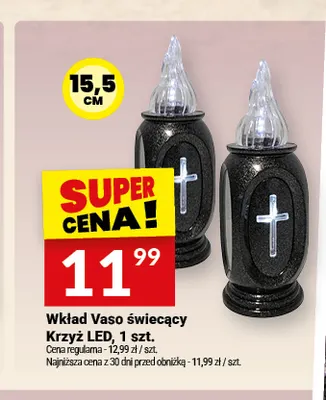 Wkład Vaso świecący Krzyż LED 15,5 cm promocja w Twój Market