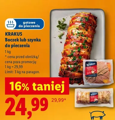 Boczek lub szynka do pieczenia promocja w Lidl