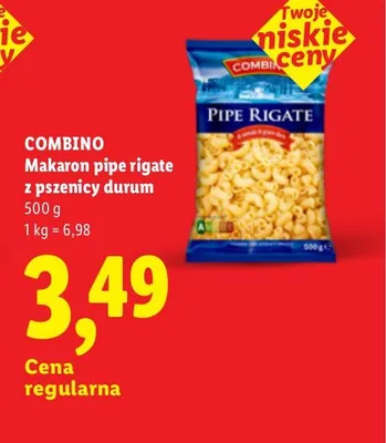 Makaron pipe rigate z pszenicy durum Combino promocja w Lidl