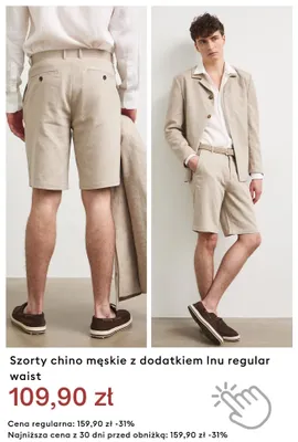 Szorty chino męskie z dodatkiem lnu regular waist promocja w Medicine