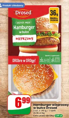 Hamburger wieprzowy w bułce Drosed promocja w Dino