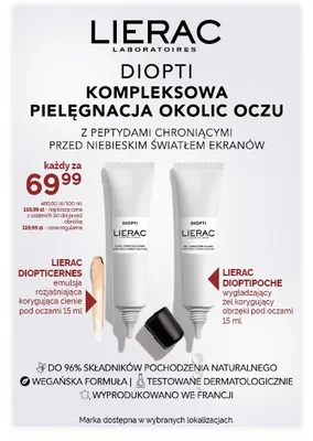 Emulsja rozjaśniająca korygująca cienie pod oczami Lierac Diopticernes promocja w Ziko Dermo